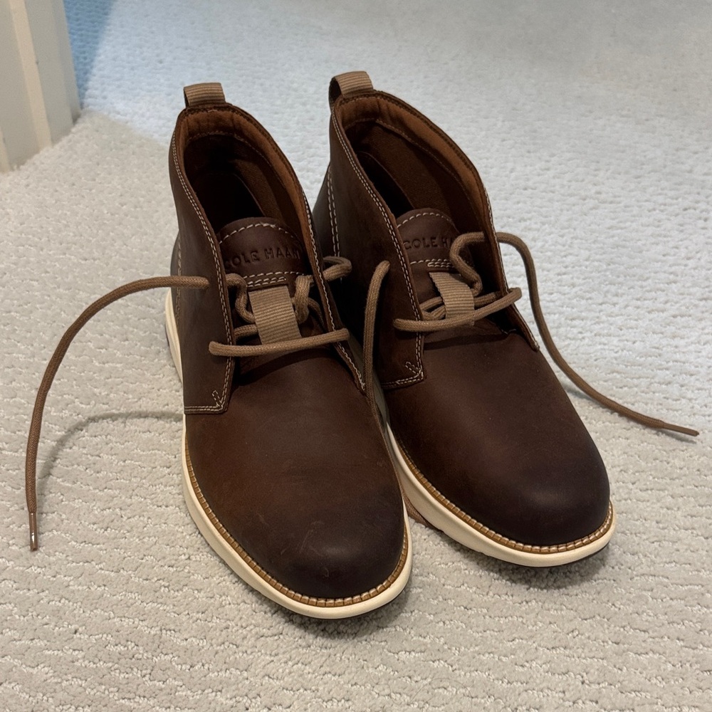 Cole Haan Dark Brown Men's Chukka Boots with Cream Sole